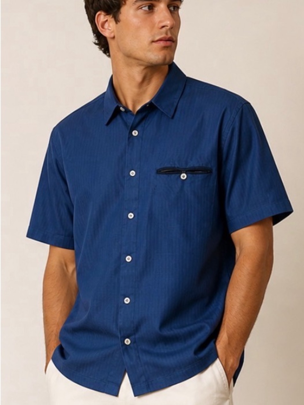 Tori Richard Hawaii 100% Silk Blue Button Down Shirt Sz M